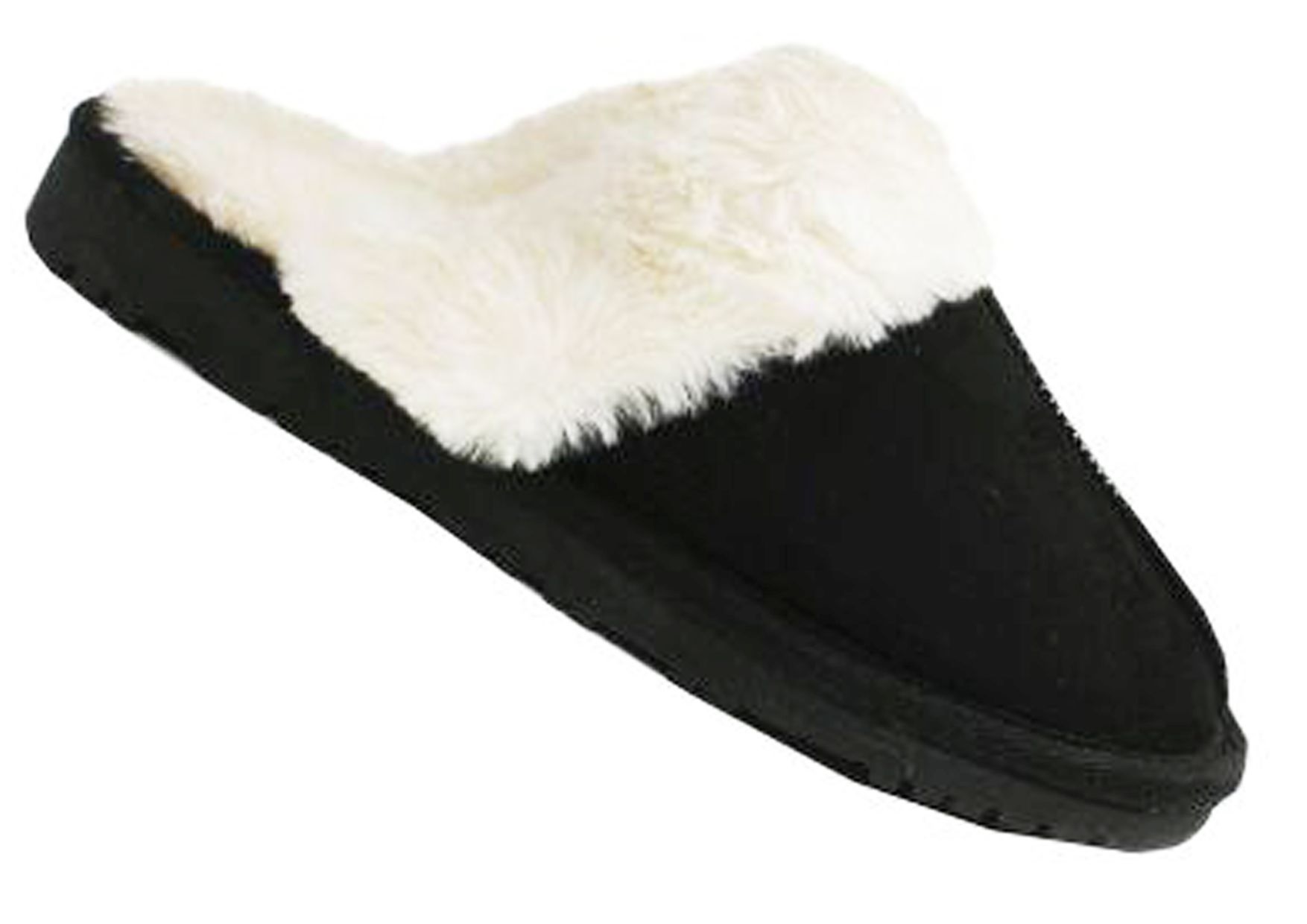WOMENS LADIES COMFY INDOOR HARD SOLE WARM SLIDERS FAUX FUR SLIPPERS
